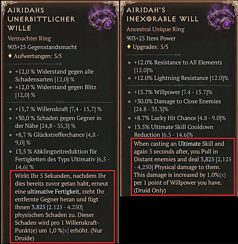 Diablo 4 Übersetzungsfehler Druiden Ring