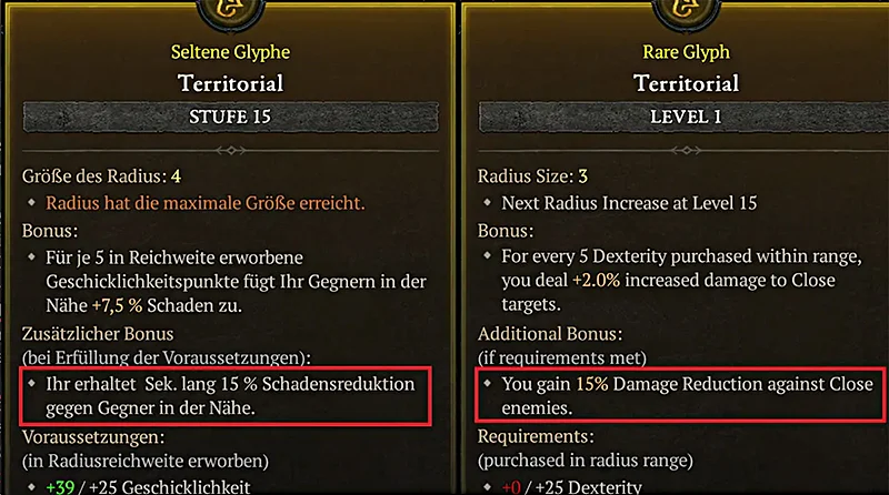 Diablo 4 Übersetzungsfehler Glyphe "Territorial"