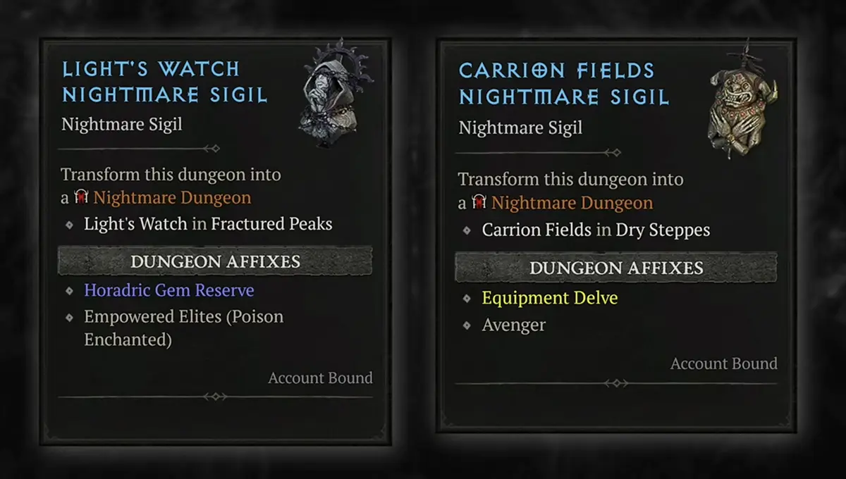 Alptraum Dungeon Affixe