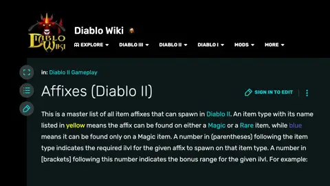 Diablo 2 Affix-Übersicht