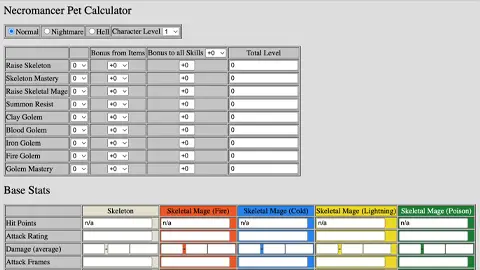 Totenbeschwörer Diener Kalkulator
