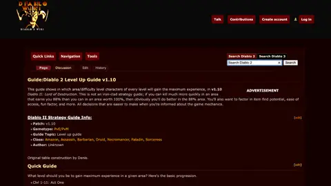 Diablo 2 Erfahrung XP Tabelle