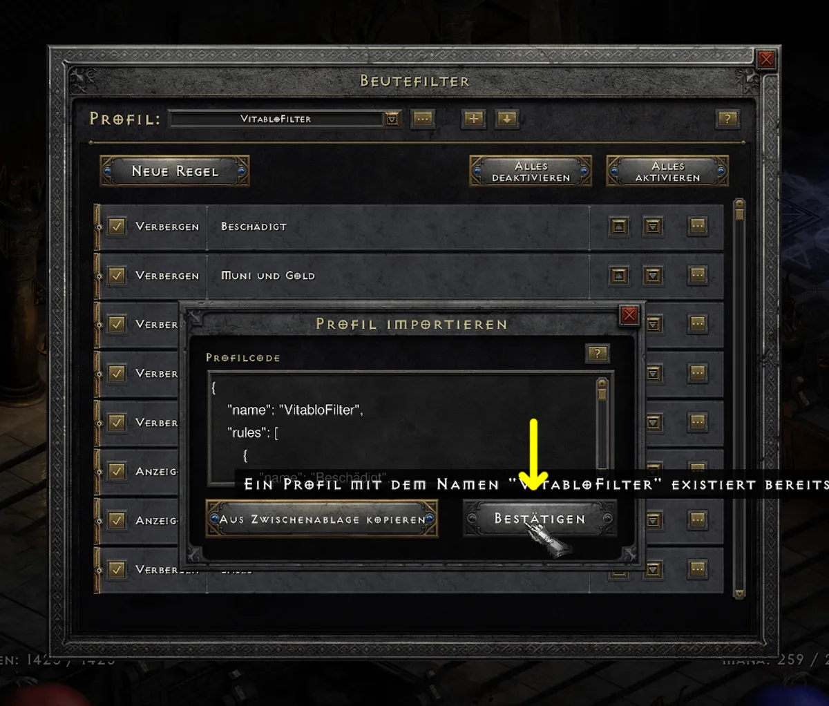 Diablo 2 Lootfilter importieren Step 3