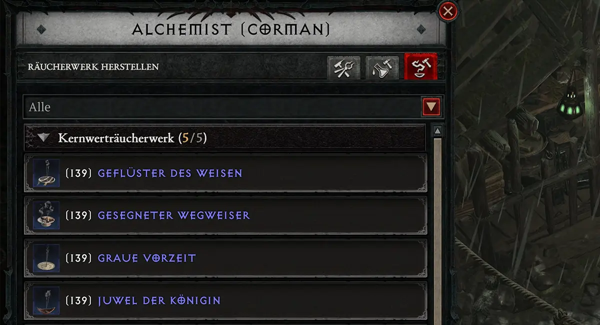 Diablo 4 Alchemist RĂ€ucherwerk herstellen