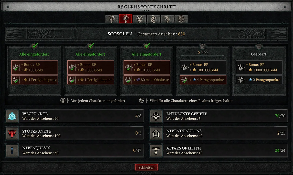 Diablo 4 Renown System: Übersicht aller Belohnungen