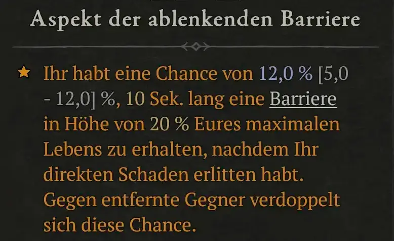 Aspekt der ablenkenden Barriere