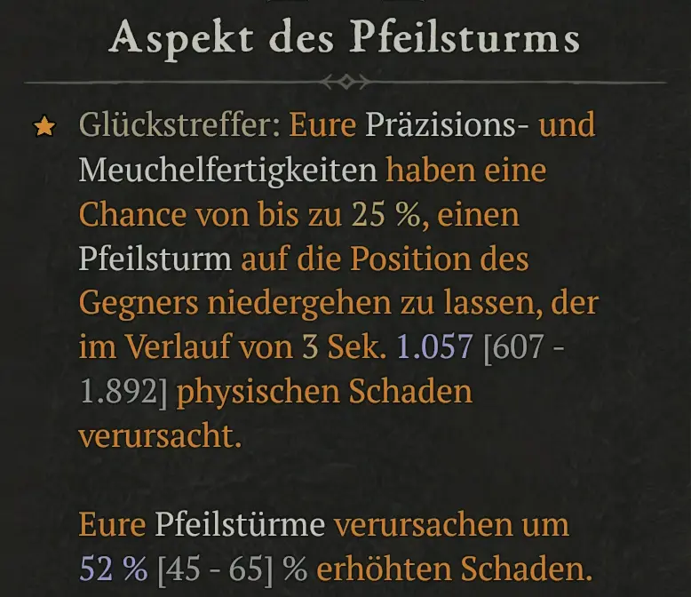 Aspekt des Pfeilsturms