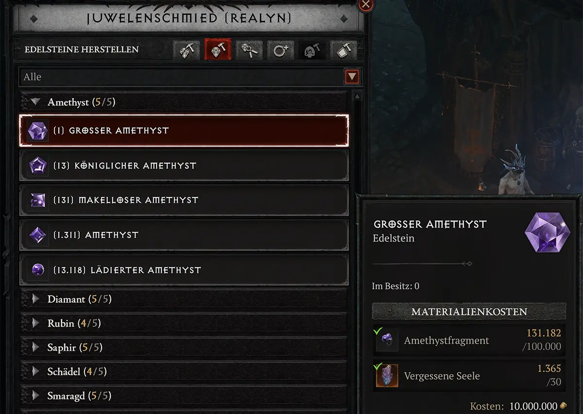 Diablo 4 Juwelenschmied Edelsteine Herstellen