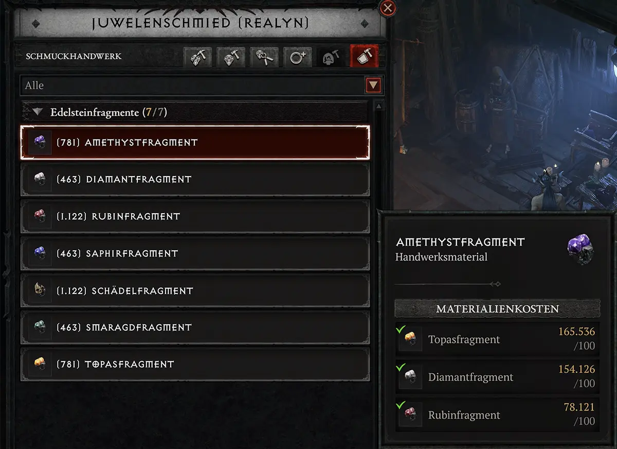 Diablo 4 Juwelenschmied Schmuckhandwerk