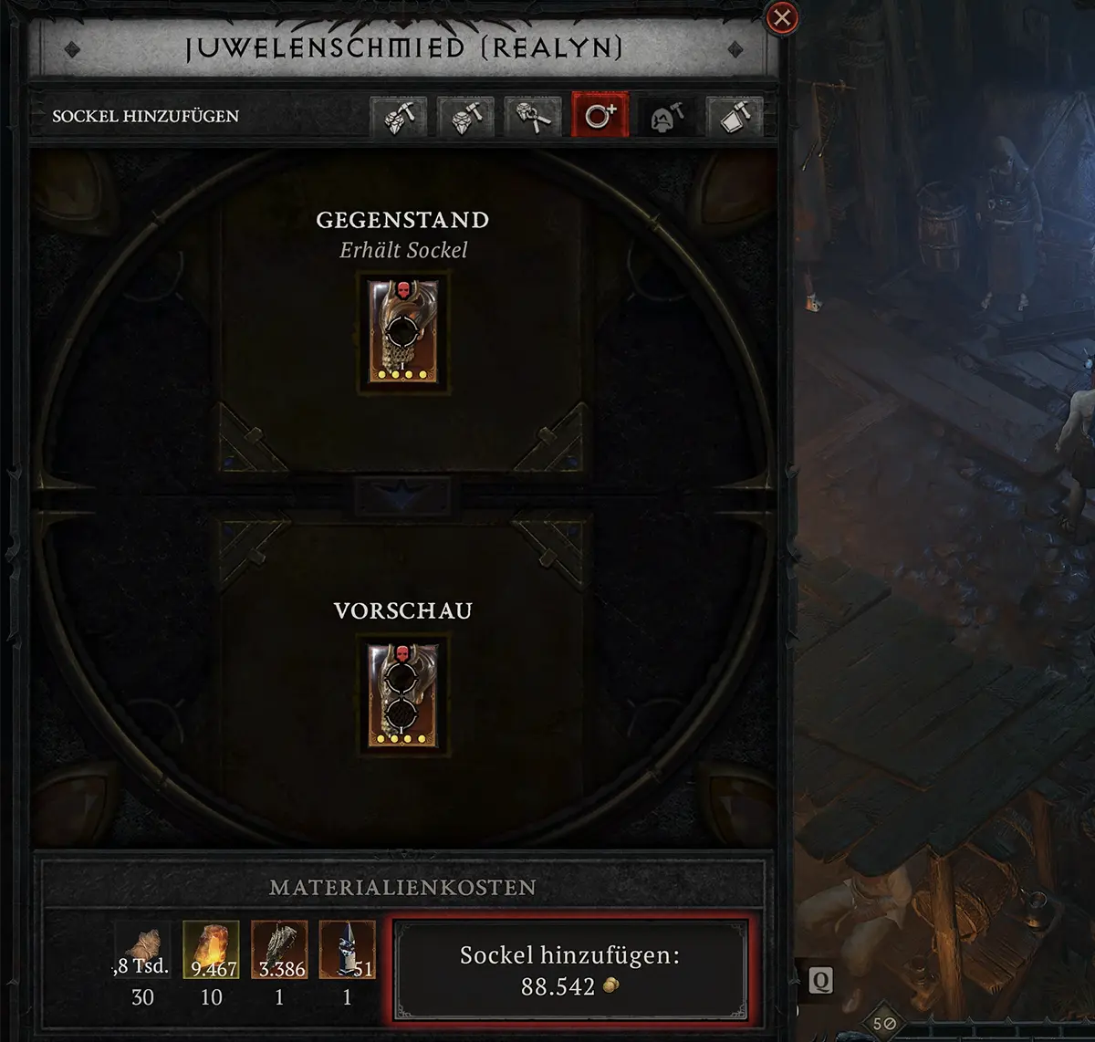 Diablo 4 Juwelenschmied Sockel hinzufuegen