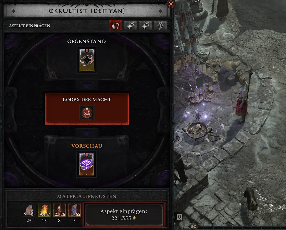 Diablo 4 Okkultist Aspekte einprägen