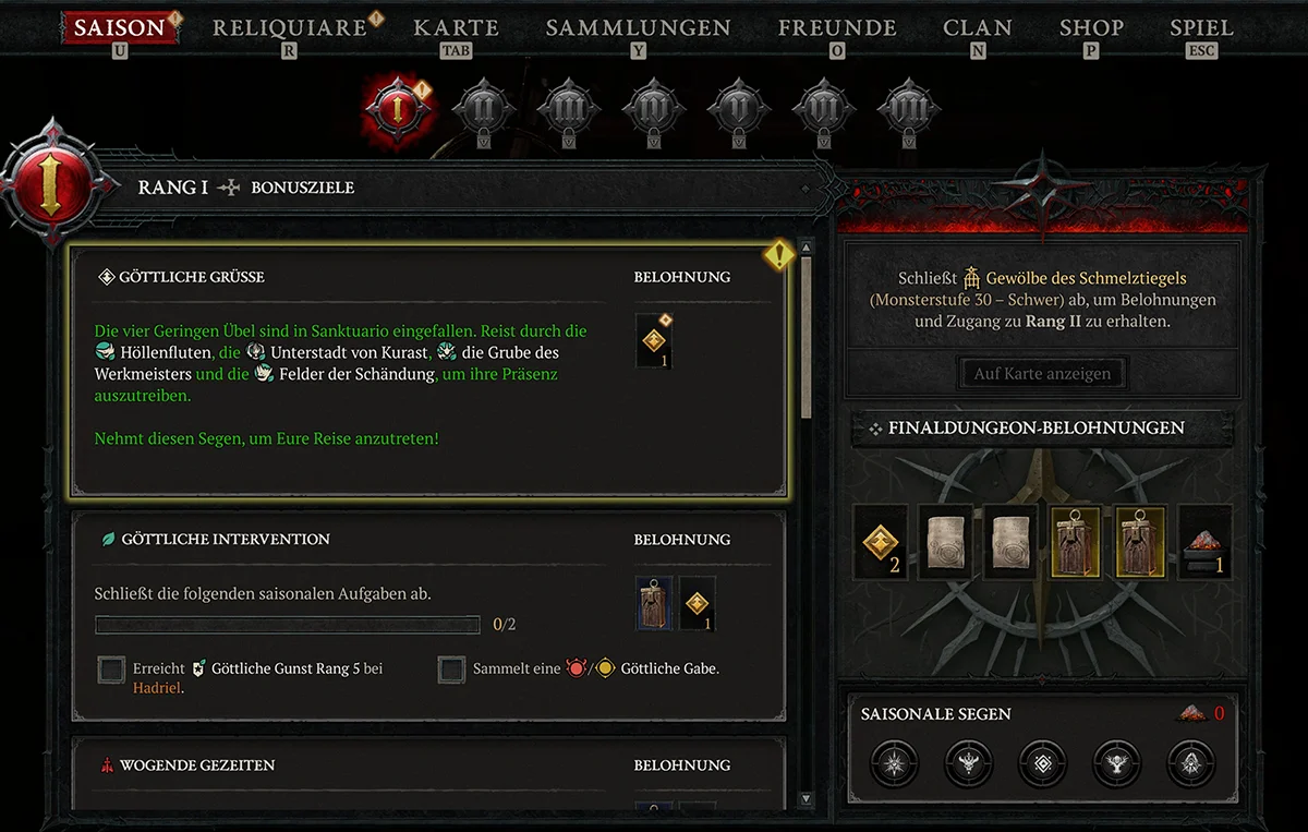 Diablo 4 Saisonreise Menu