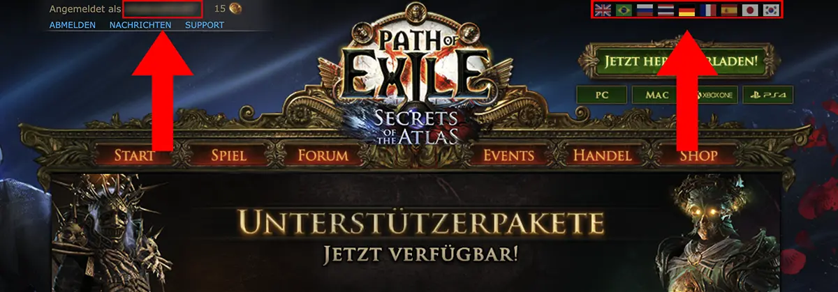 PoE 2 Lootfilter Guide Schritt 2: Account öffnen