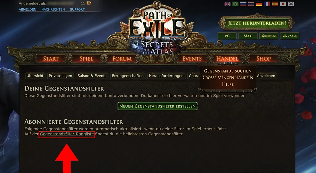 PoE 2 Lootfilter Guide Schritt 4: Lootfilter Ladder